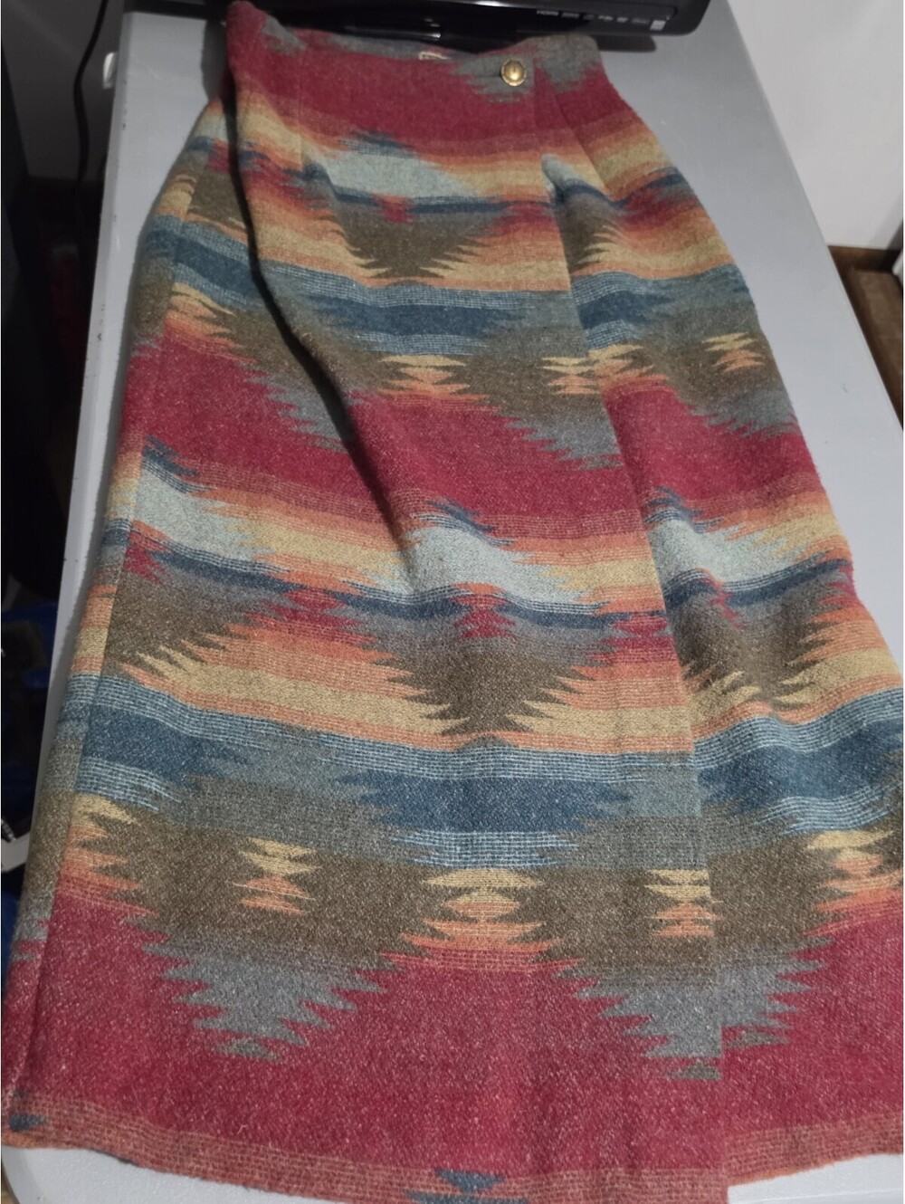 Vtg 90s No.4 EXP Jeans Multicolor Western Wool blend Wrap Skirt Italy Size 28x35
